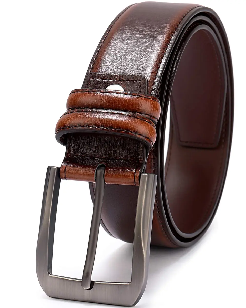 beltox fine Men's Genuine Leather Jeans Belt 38mm (1.5") Wide, Cognac, Size 30-31 | Cut-to-Fit Alloy Prong Buckle - main product image