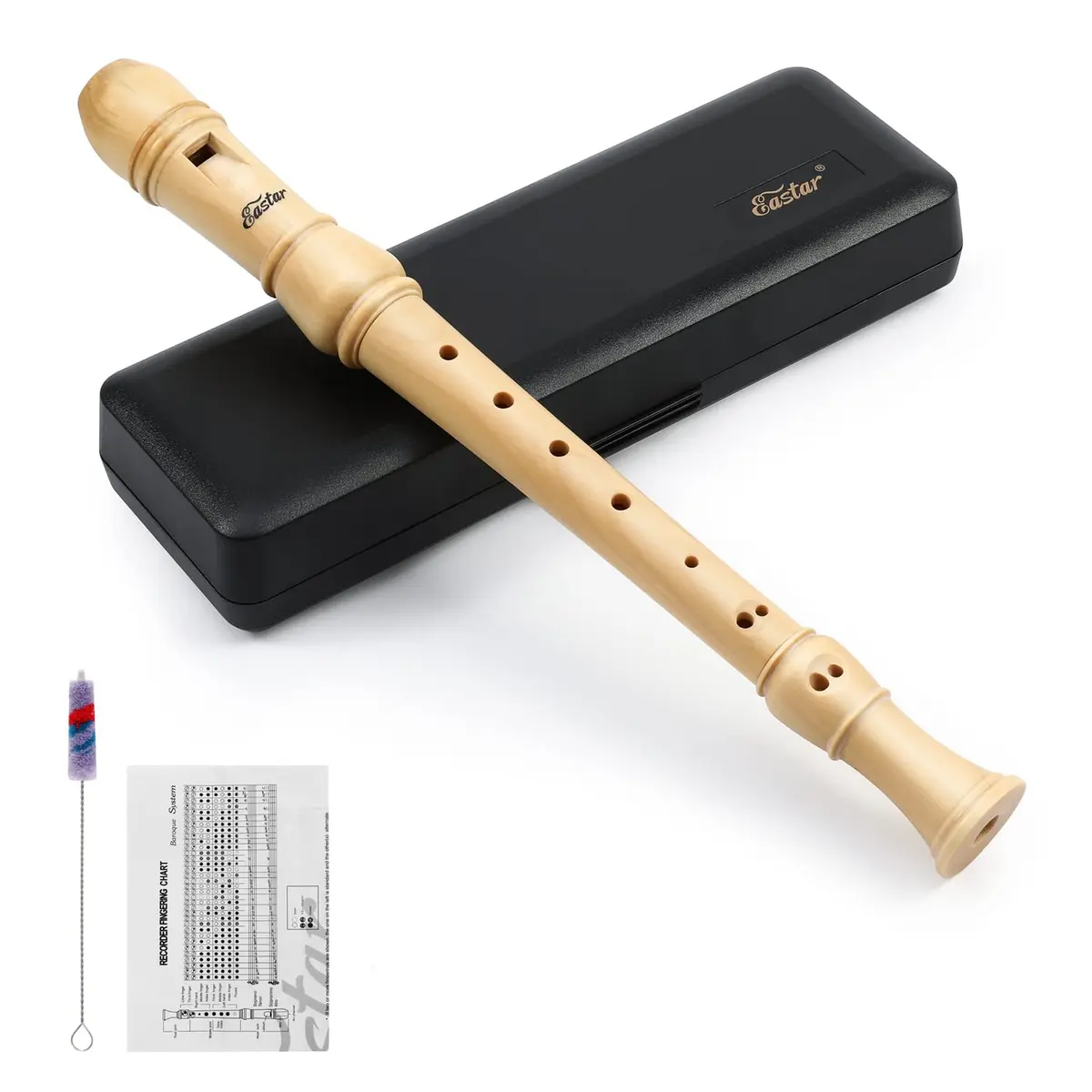 Eastar German Maple Wooden C Soprano Recorder Kit | Beginner-Friendly, 3-Piece Set with Case & Accessories - main product image