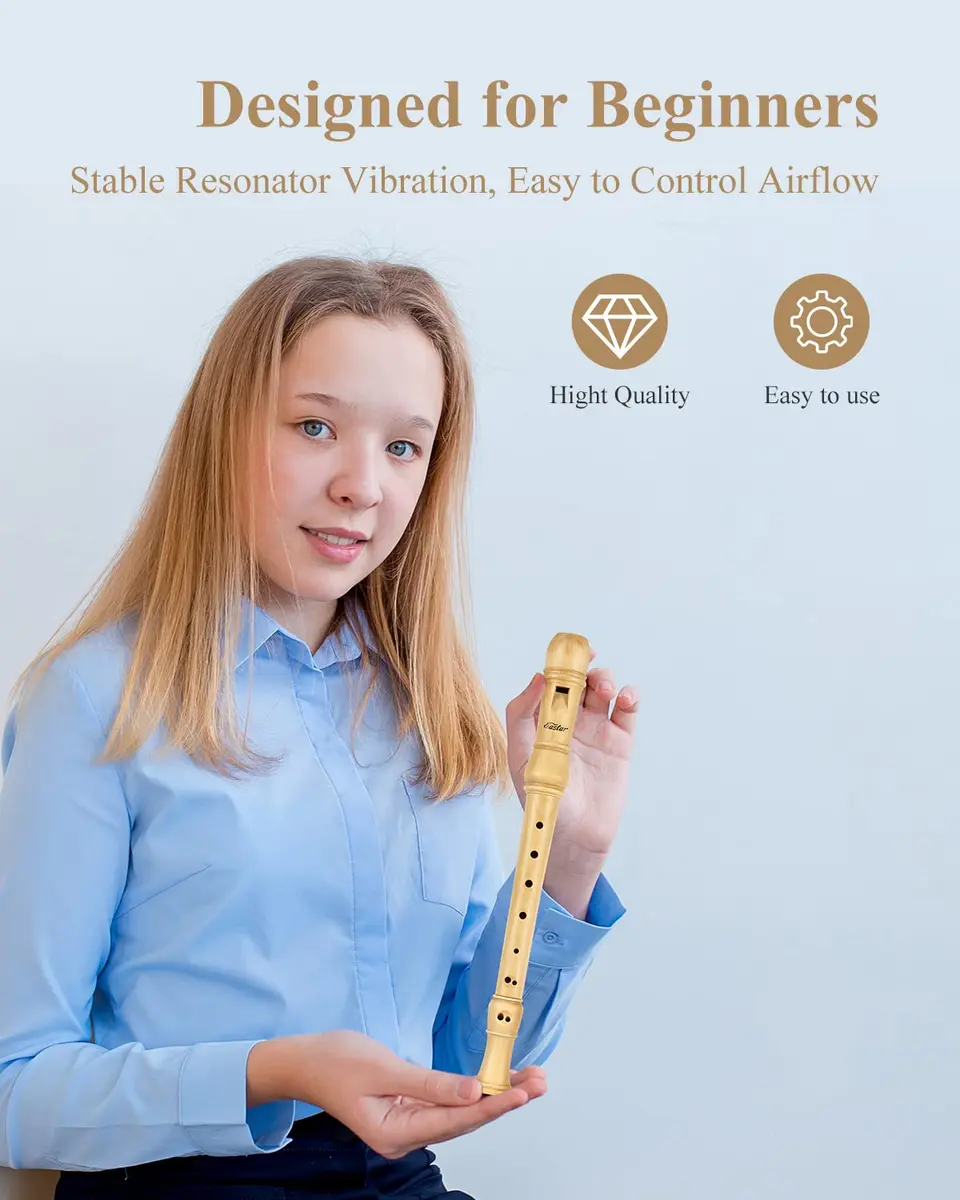 Eastar German Maple Wooden C Soprano Recorder Kit | Beginner-Friendly, 3-Piece Set with Case & Accessories - view 2
