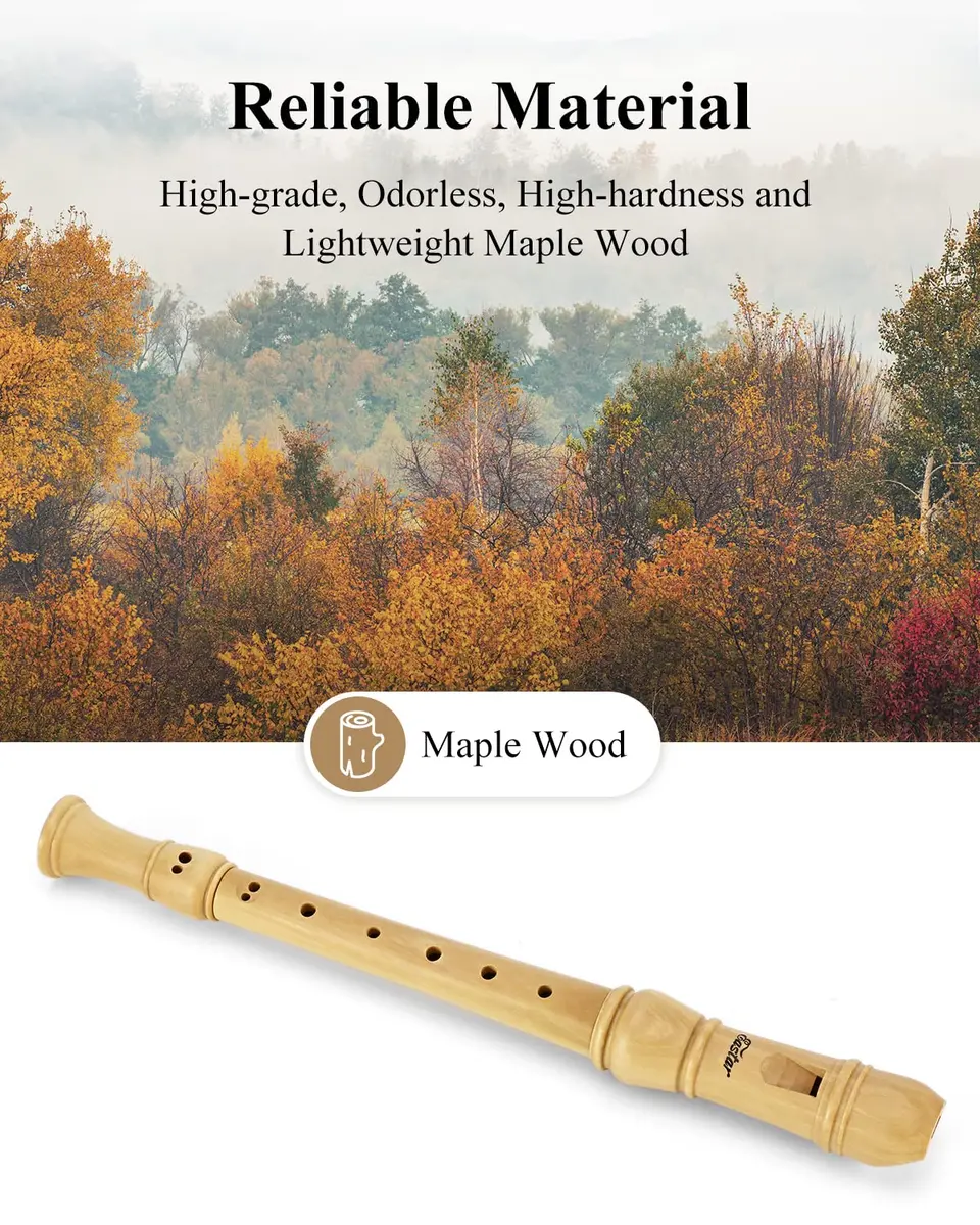Eastar German Maple Wooden C Soprano Recorder Kit | Beginner-Friendly, 3-Piece Set with Case & Accessories - view 3