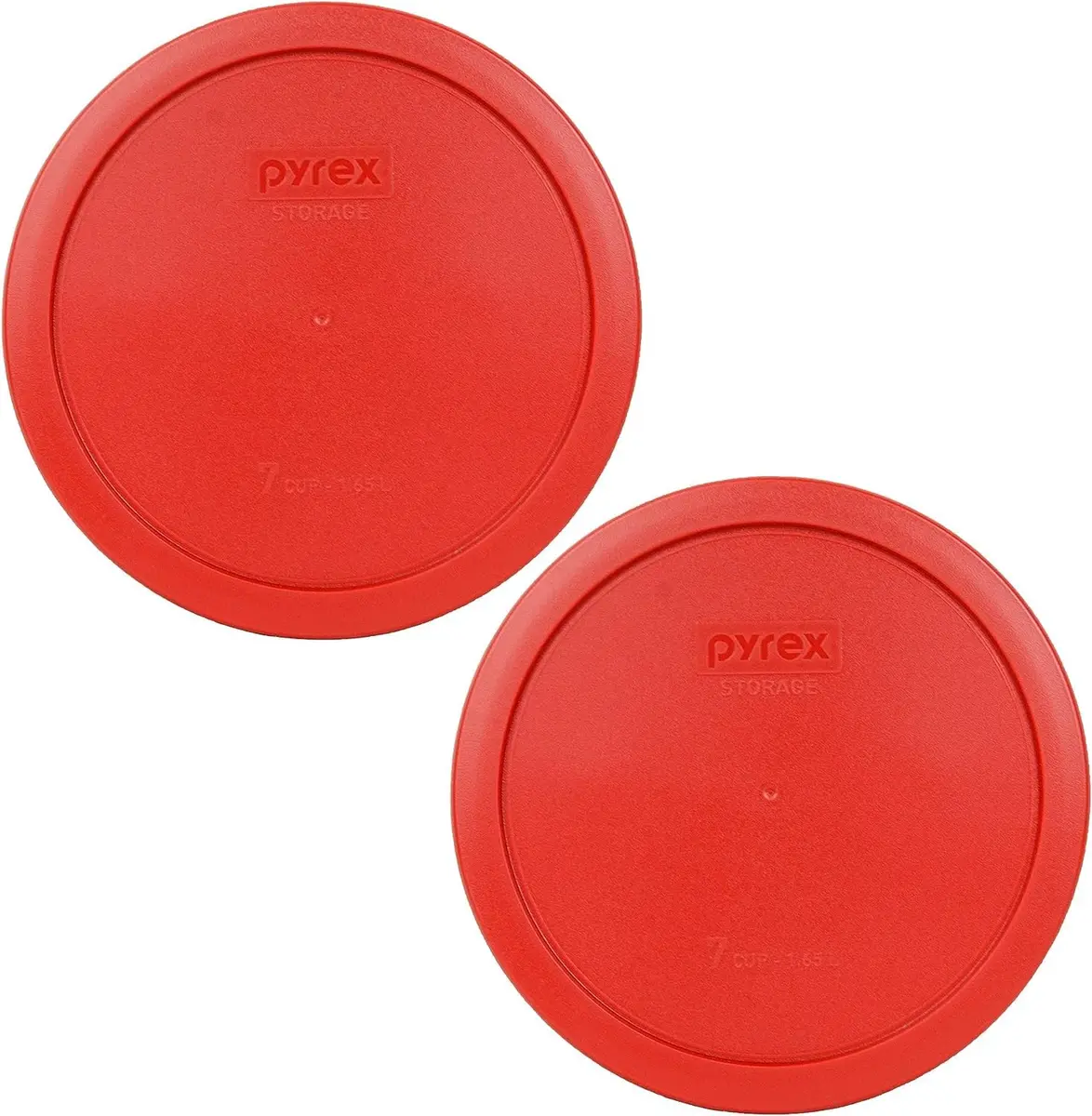 Pyrex 7402-PC 6 and 7-Cup Red Food Storage Lids (2-Pack) | Made in USA, BPA-Free, Dishwasher Safe - main product image