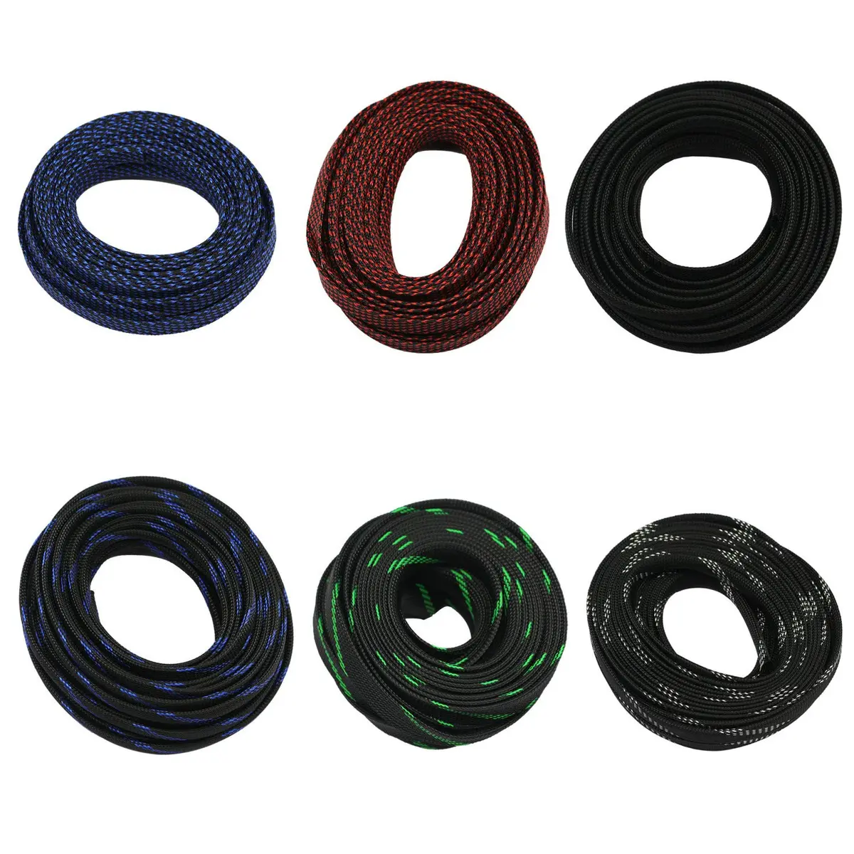 CBAZY 30ft PET Expandable Wire Cable Sleeve 0.1" (0.25cm) Blue&Black | Fire-Resistant & Flexible Cord Management - view 6