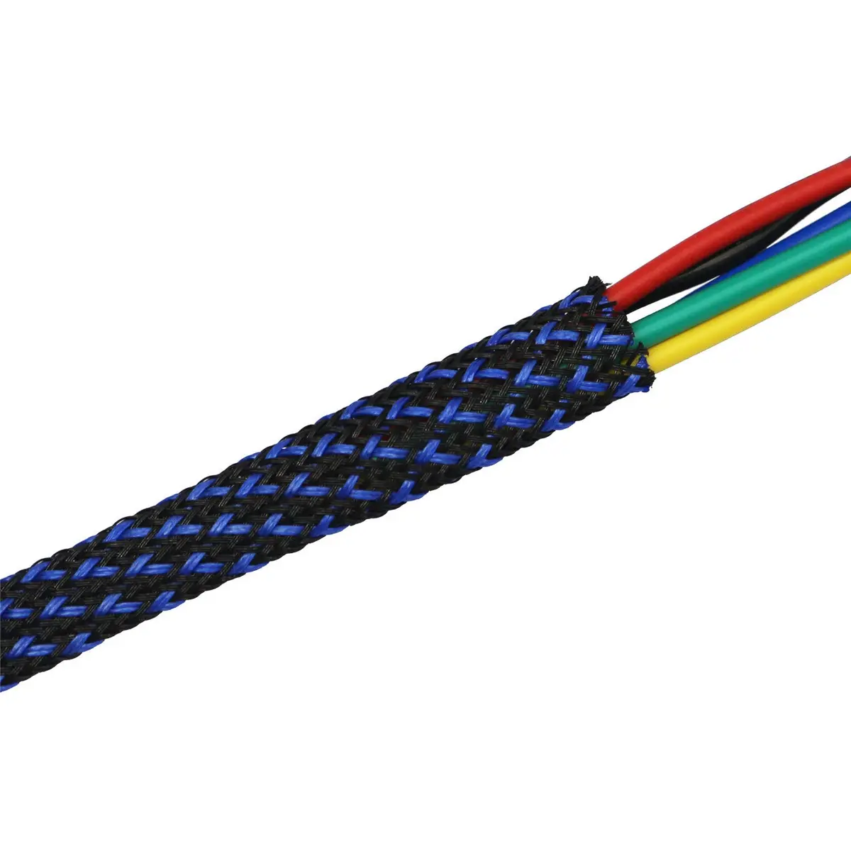 CBAZY 30ft PET Expandable Wire Cable Sleeve 0.1" (0.25cm) Blue&Black | Fire-Resistant & Flexible Cord Management - view 2
