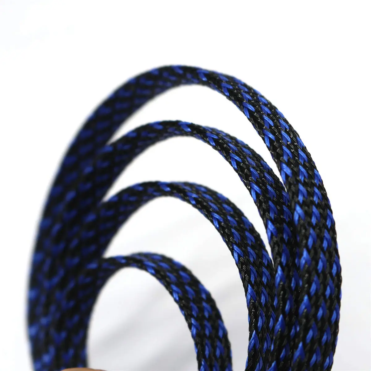 CBAZY 30ft PET Expandable Wire Cable Sleeve 0.1" (0.25cm) Blue&Black | Fire-Resistant & Flexible Cord Management - view 3