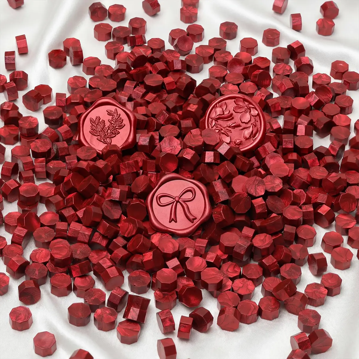UNIQOOO Metallic Burgundy Wine Red Sealing Wax Beads (540 Pcs, 10mm) | Vibrant Color for Invitations & Crafts - main product image