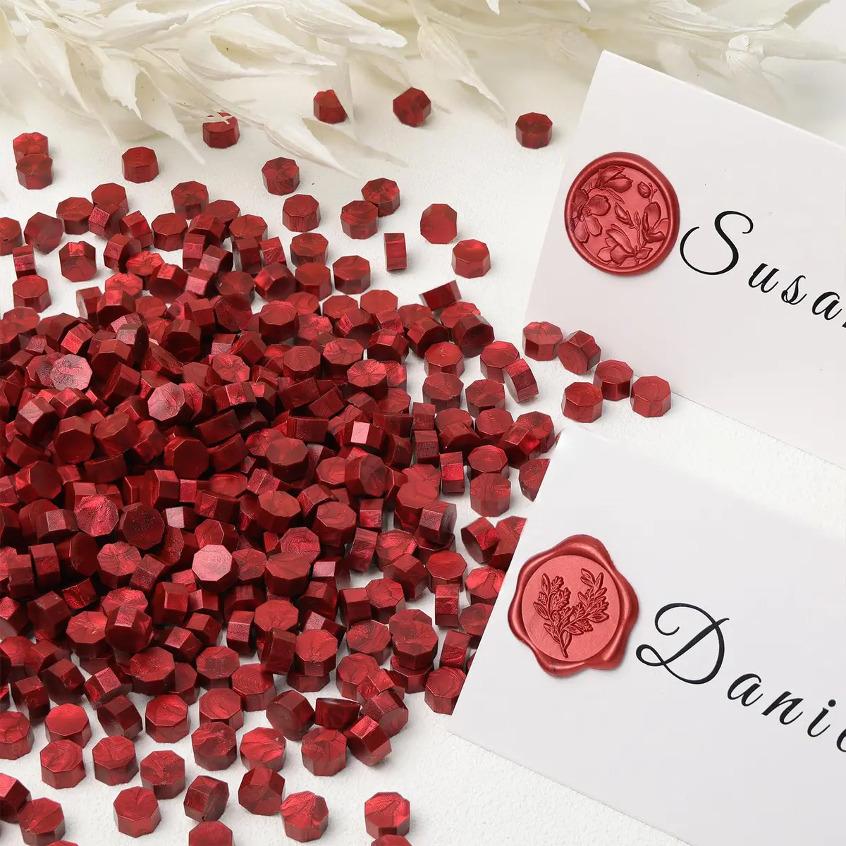 UNIQOOO Metallic Burgundy Wine Red Sealing Wax Beads (540 Pcs, 10mm) | Vibrant Color for Invitations & Crafts - view 5