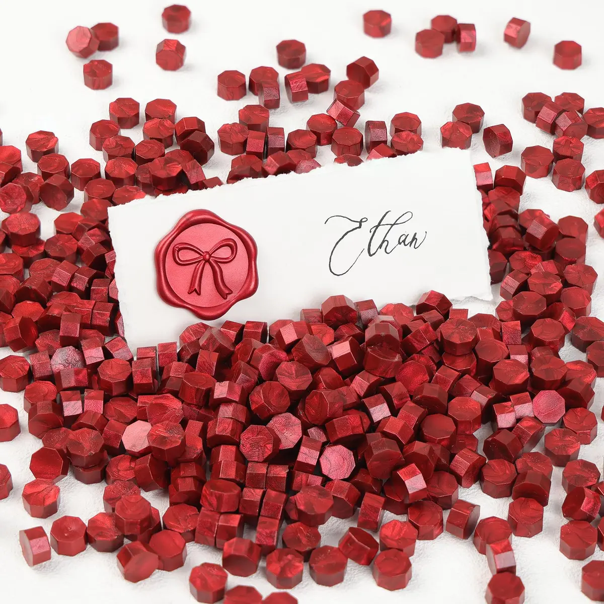 UNIQOOO Metallic Burgundy Wine Red Sealing Wax Beads (540 Pcs, 10mm) | Vibrant Color for Invitations & Crafts - view 3