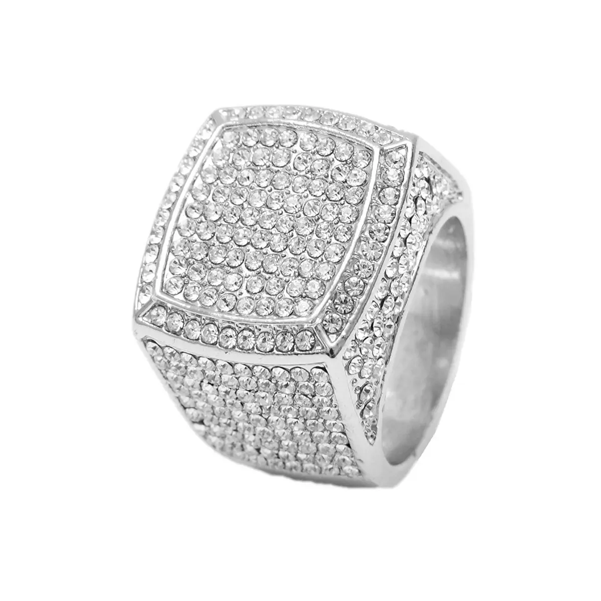 Charles Raymond Iced Out Luxury Oversize Men's Ring - Silver Size 8 | Statement Hip Hop Jewelry - main product image