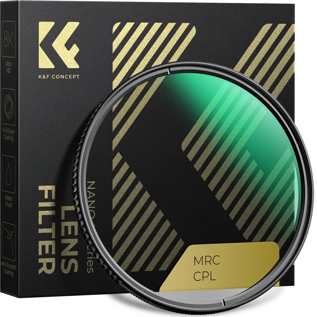 K&F CONCEPT 62mm Circular Polarizer Lens Filter with 28 Multi-Layer Coated | Ultra-Slim High Definition Waterproof Scratch Resistant Polarizing Lens Filter (CPL) (Nano-X Series) FC701 - main product image