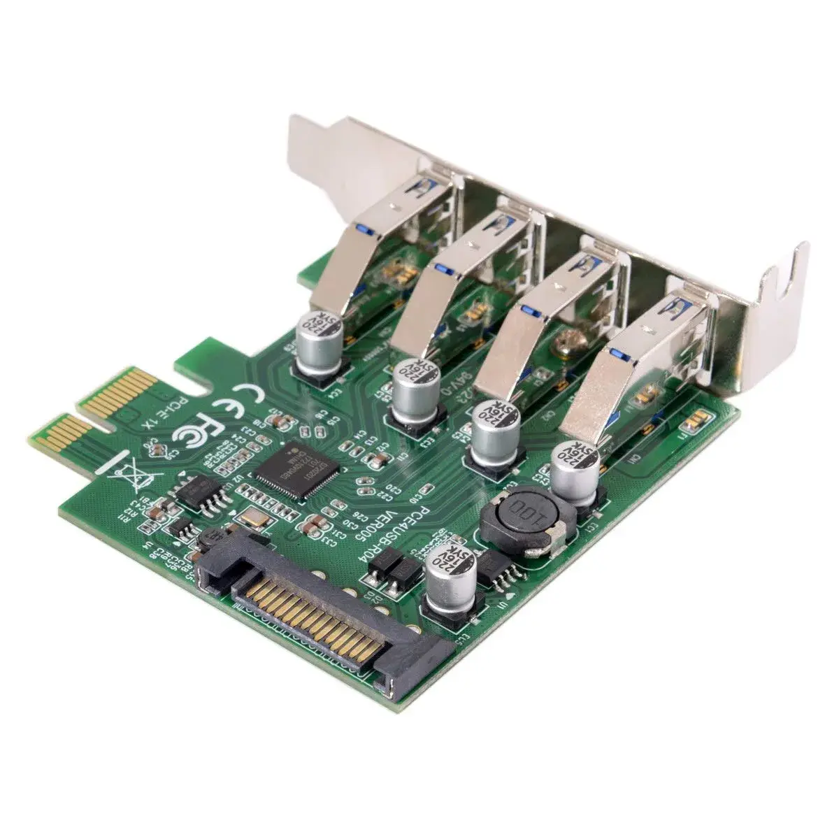 ChenYang 4 Port PCI-E 1X to 4 USB 3.0 HUB Expansion Card Adapter with 80/120mm Bracket | PCIe Gen2 Mode - view 5