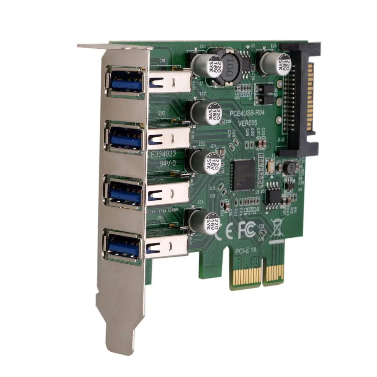 ChenYang 4 Port PCI-E 1X to 4 USB 3.0 HUB Expansion Card Adapter with 80/120mm Bracket | PCIe Gen2 Mode - view 7