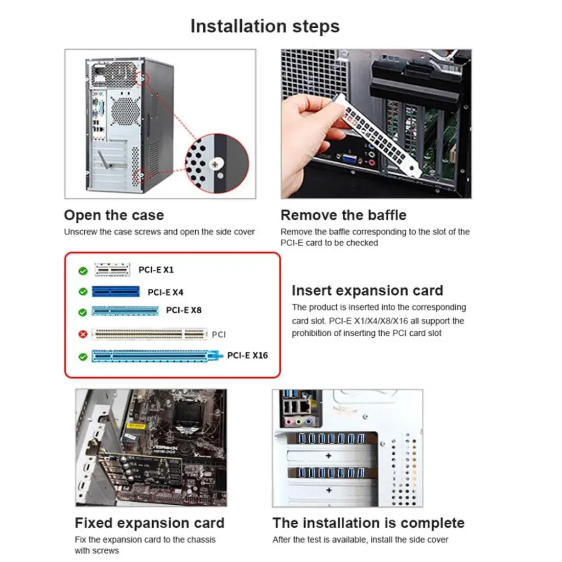 ChenYang 4 Port PCI-E 1X to 4 USB 3.0 HUB Expansion Card Adapter with 80/120mm Bracket | PCIe Gen2 Mode - view 2