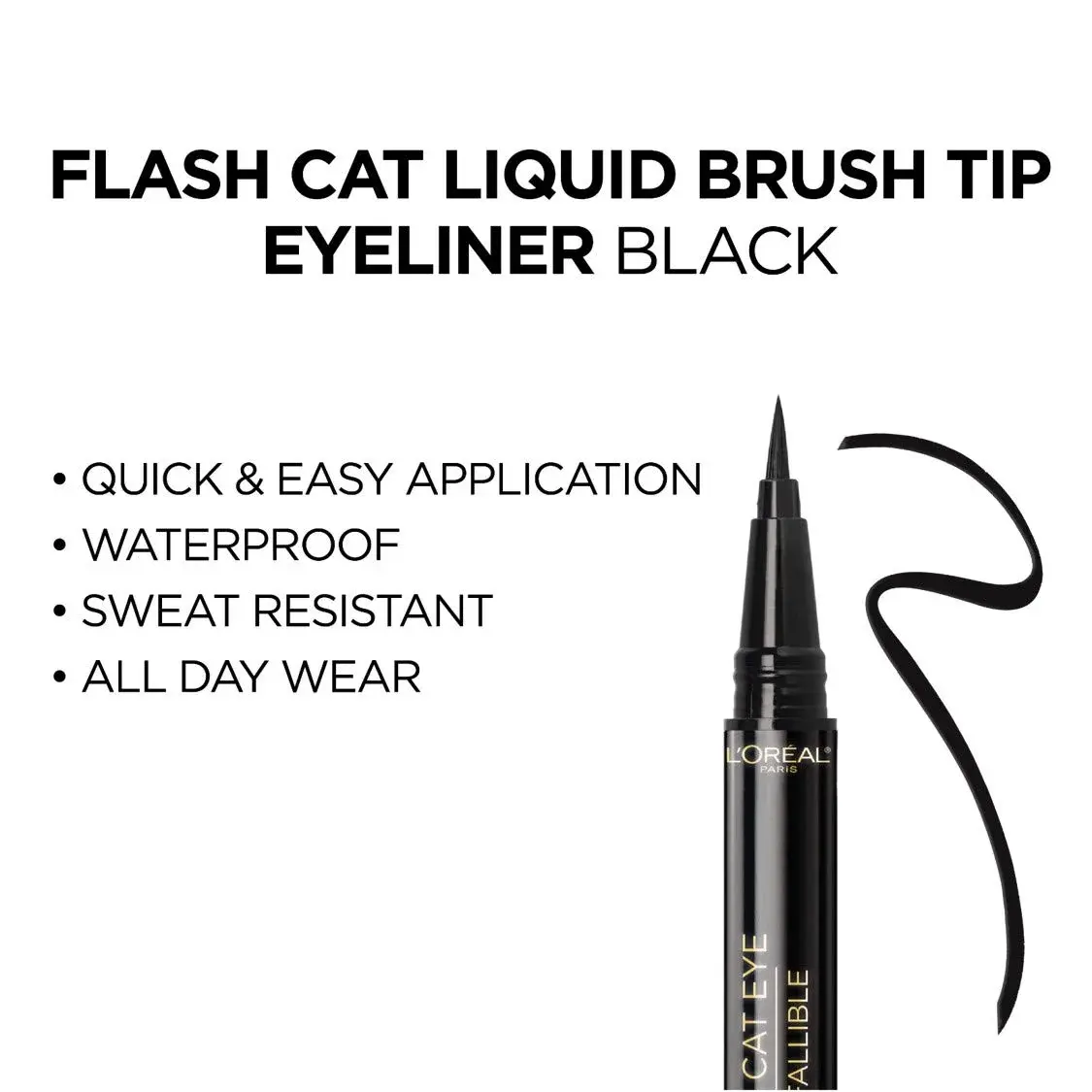 L'Oreal Paris Infallible Flash Cat Eye Waterproof Liquid Eyeliner, Black, 12ml (0.44 oz) | Precision Winged Eyeliner - view 6