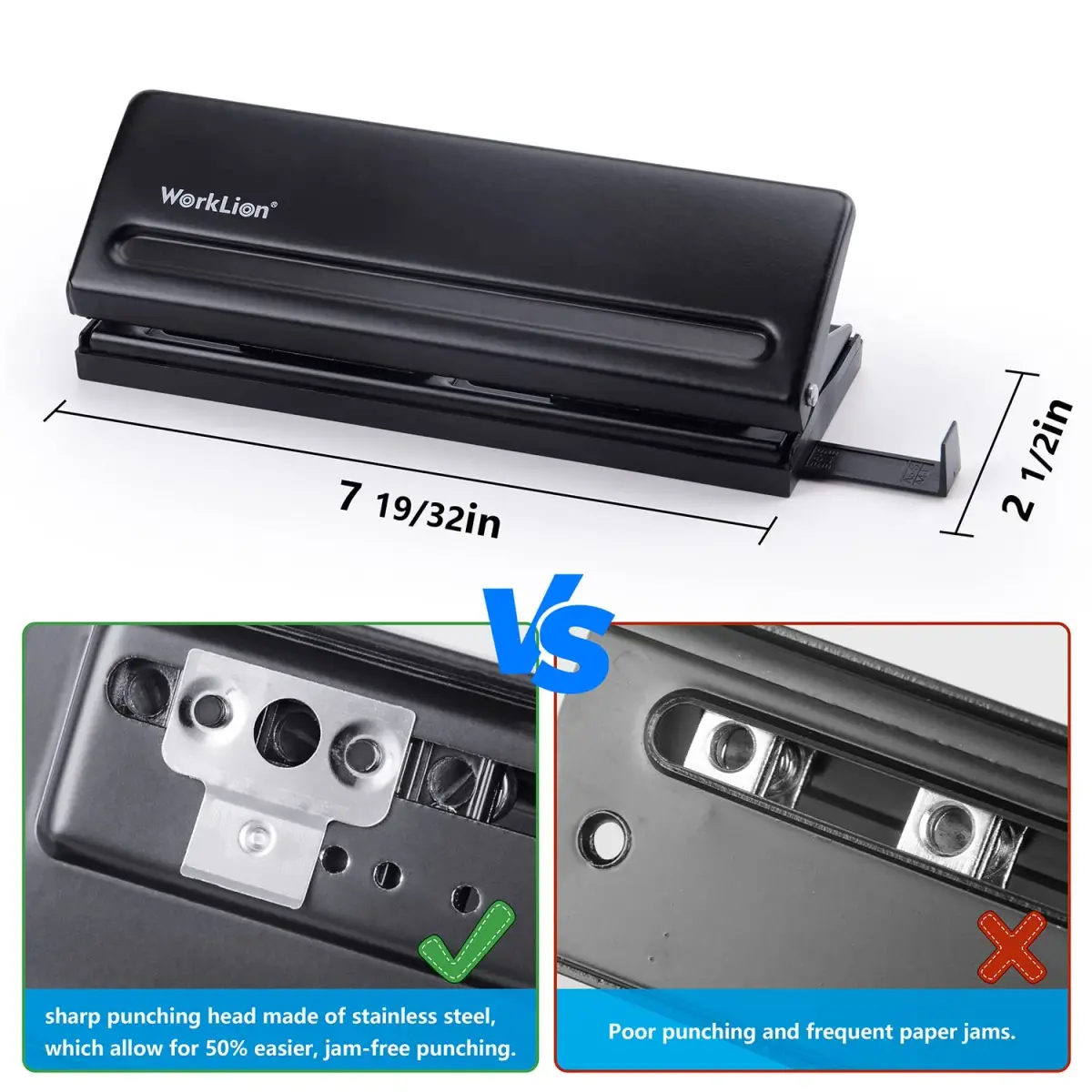 WORKLION Adjustable 6-Hole Punch with Positioning Mark, Daily Paper Puncher for A5 Size Six Ring Binder Planners - Refill Pages (Black, 19.4cm x 6.5cm x 6cm) - view 2