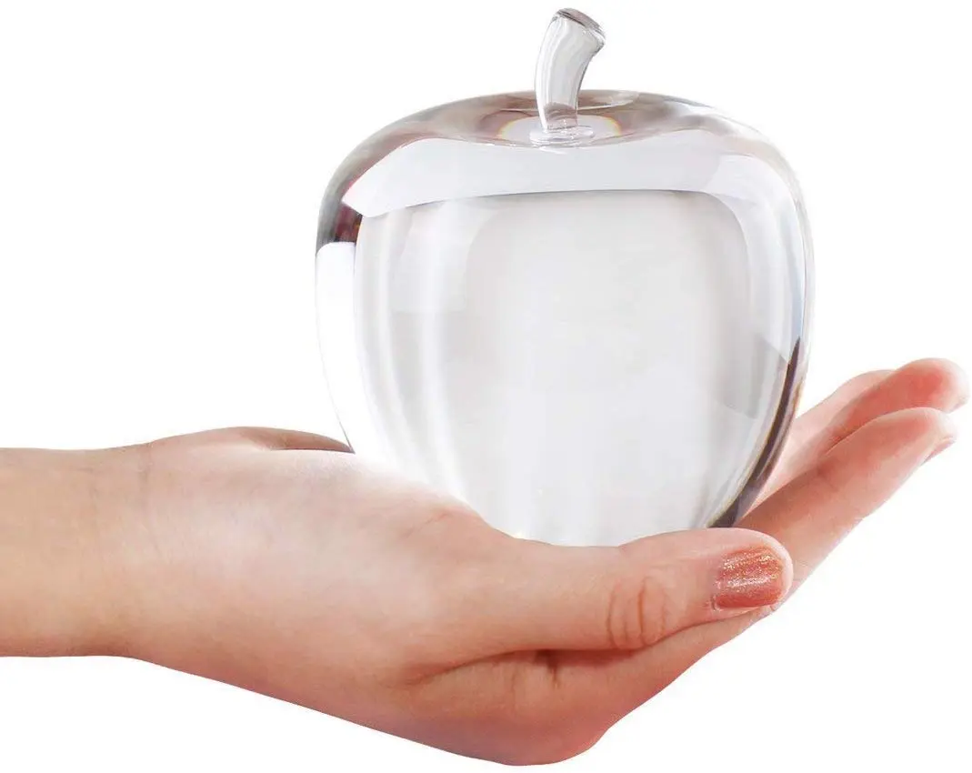 H&D HYALINE & DORA Clear Crystal Glass Apple Paperweight 80mm (3.15 inch) | Decorative Figurine for Desk Office Home Bookshelf Display - main product image