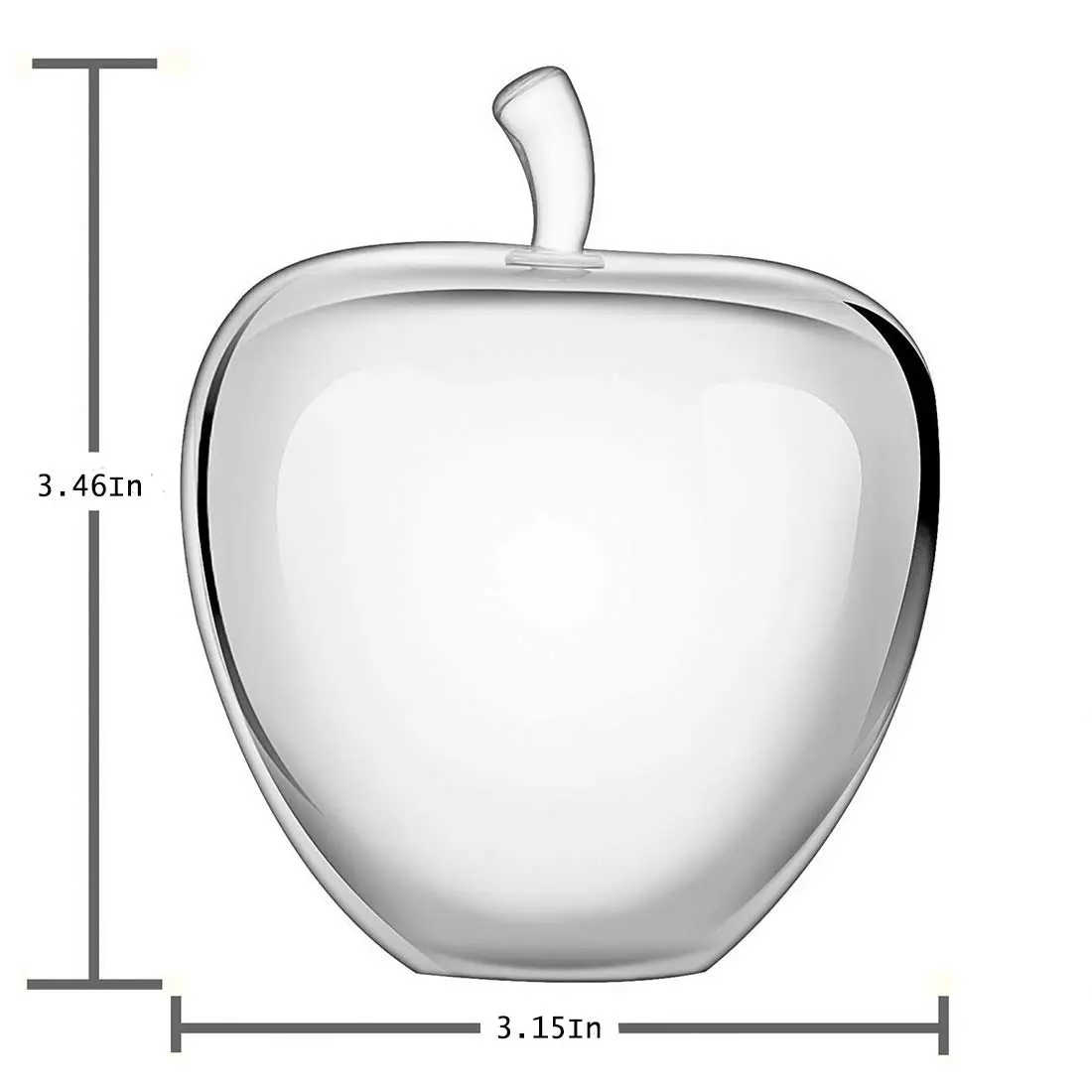 H&D HYALINE & DORA Clear Crystal Glass Apple Paperweight 80mm (3.15 inch) | Decorative Figurine for Desk Office Home Bookshelf Display - view 2