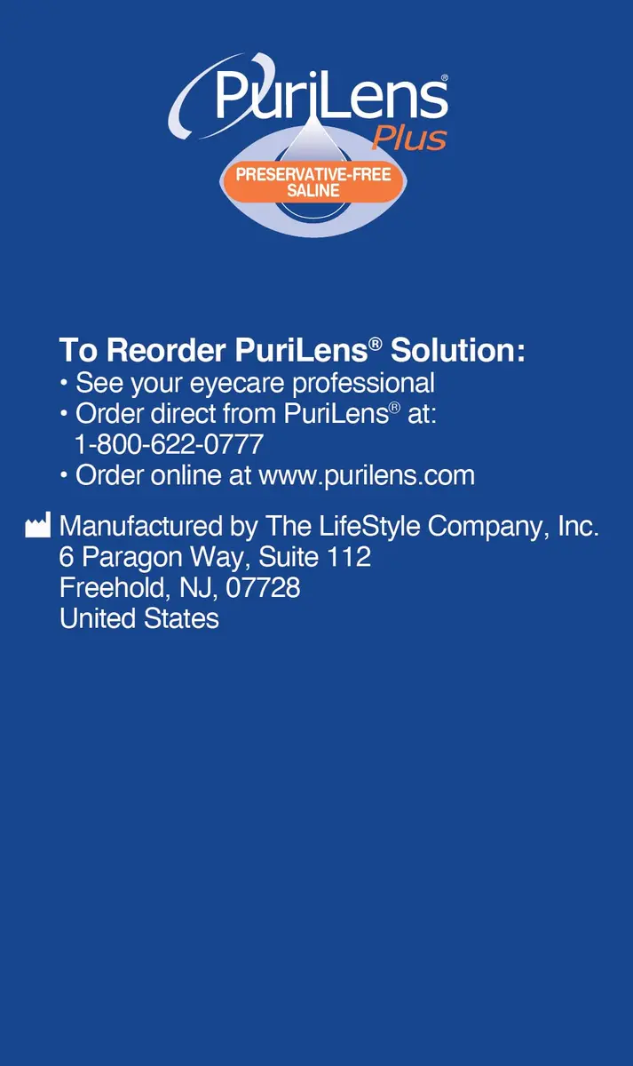 Purilens Plus Preservative-Free Contact Lens Saline 120ml | Sterile, isotonic solution for all contact lens wearers - view 5