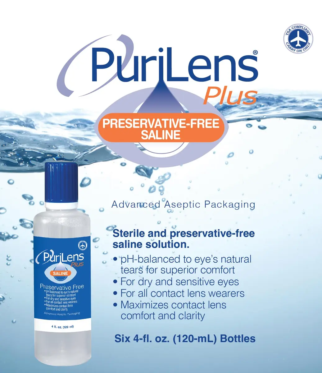 Purilens Plus Preservative-Free Contact Lens Saline 120ml | Sterile, isotonic solution for all contact lens wearers - view 2