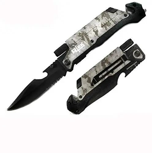 Rtek 9" Tactical Pocket Knife with LED Light & Fire Starter | 7-in-1 Survival Multi-Tool (8.5 in) - main product image