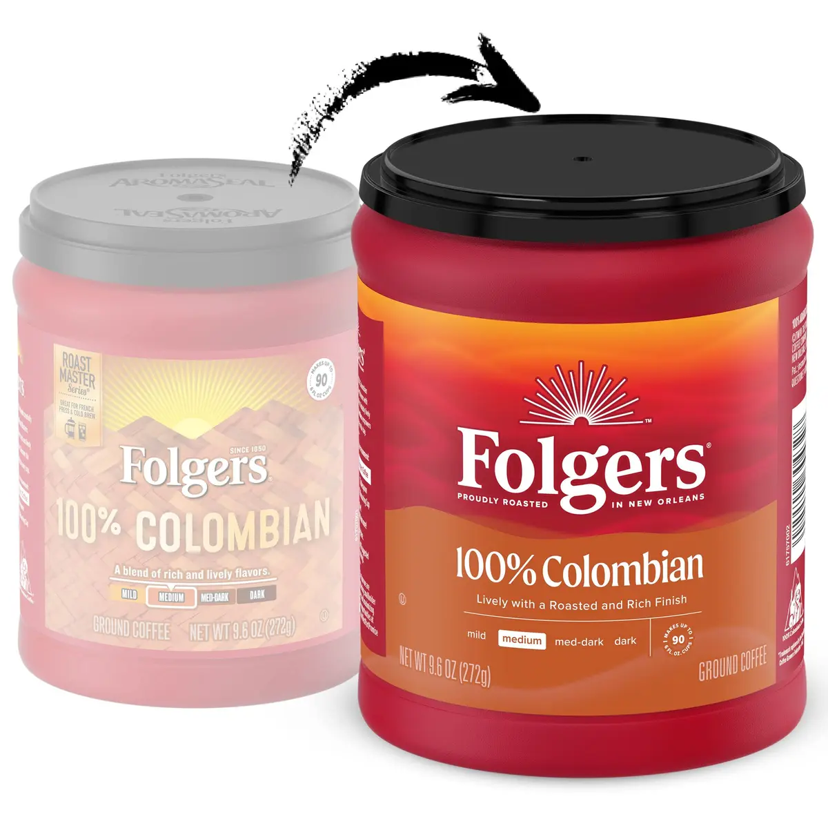 Folgers 100% Colombian Coffee, Medium Roast Ground Coffee, 9.6 Ounce Canister | Rich, Lively Flavor - view 2
