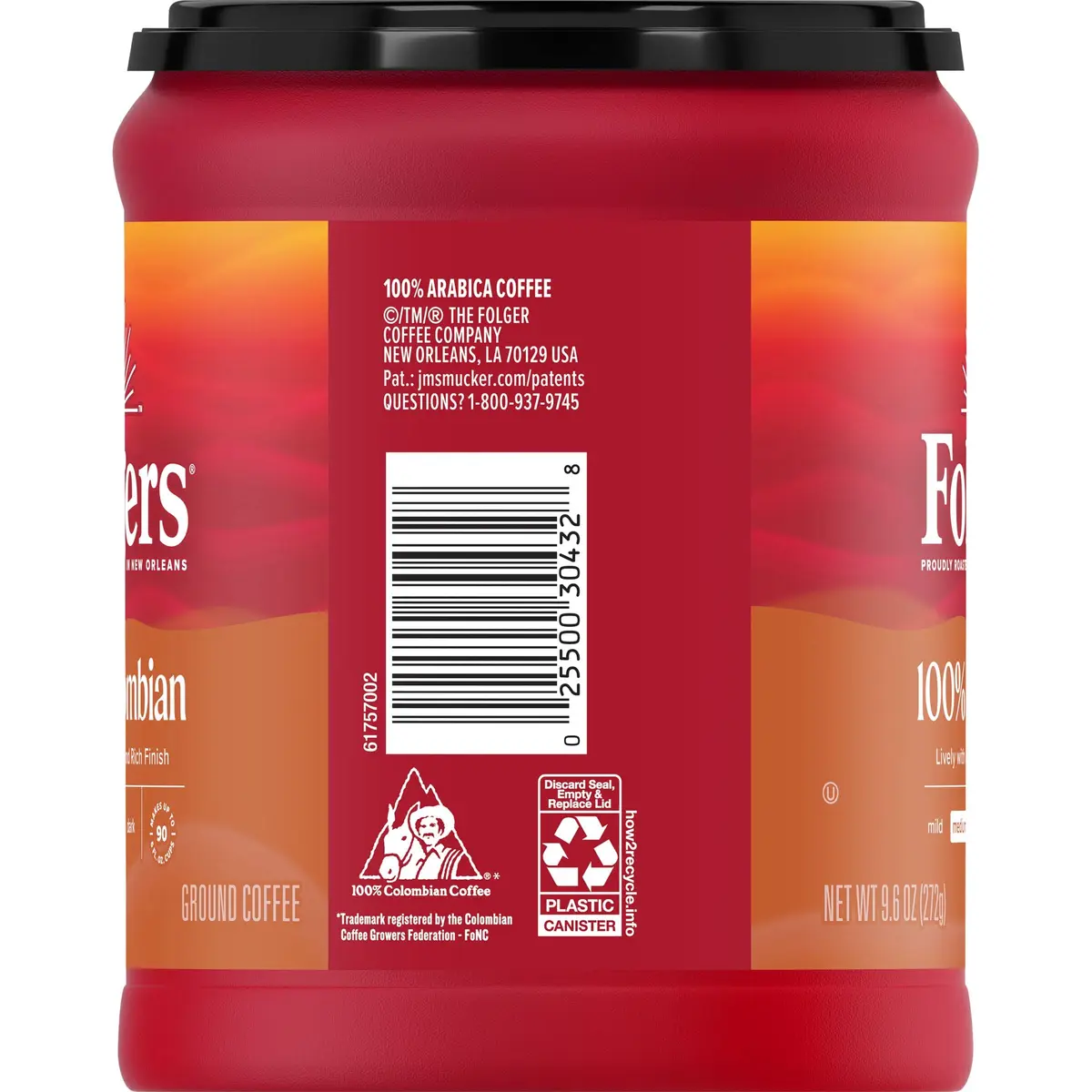Folgers 100% Colombian Coffee, Medium Roast Ground Coffee, 9.6 Ounce Canister | Rich, Lively Flavor - view 4