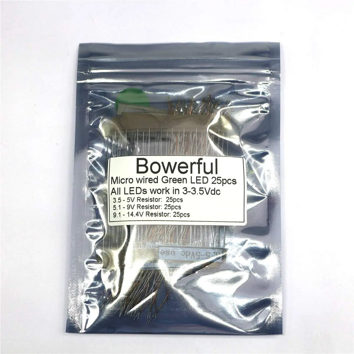 Bowerful 25pcs Pre-soldered Micro Litz Wired Leads Green SMD LED 0603 | High Luminance & Compact Design - view 5