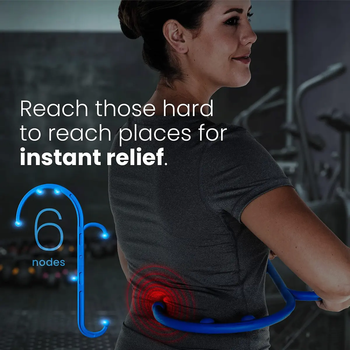 LiBa Deep Tissue Back Neck Massager Theracane with Trigger Point Tool for Pain Relief, Full Body Muscle Knots, 36.8cm (14.5") - view 3