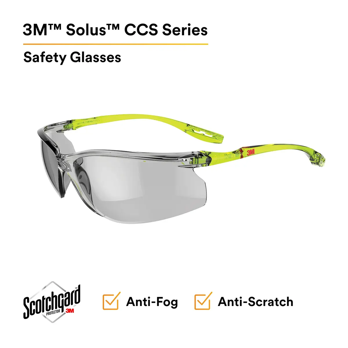 3M Solus CCS Series Safety Glasses with Anti-Fog Coating, Gray I/O Lens, 1 Pair | ANSI Z87 Certified UV Protection - view 2
