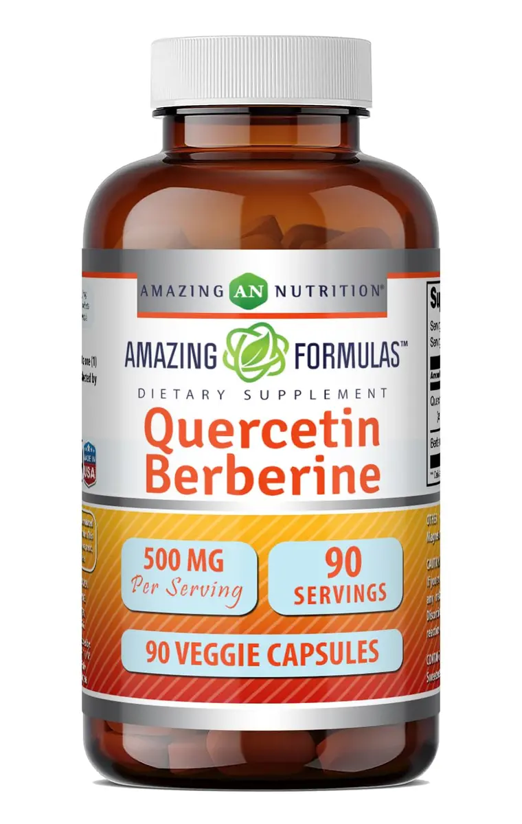 Amazing Nutrition Quercetin 250 Mg & Berberine 250 Mg | Veggie Capsules Supplement | Non-GMO | Gluten-Free | Made in USA - main product image