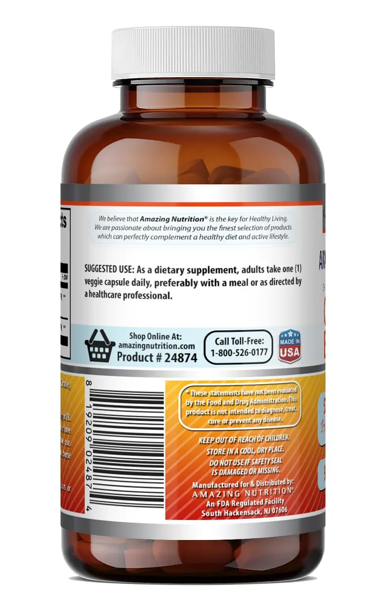Amazing Nutrition Quercetin 250 Mg & Berberine 250 Mg | Veggie Capsules Supplement | Non-GMO | Gluten-Free | Made in USA - view 6