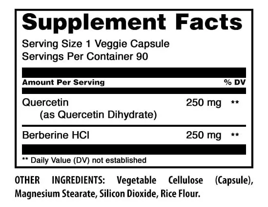 Amazing Nutrition Quercetin 250 Mg & Berberine 250 Mg | Veggie Capsules Supplement | Non-GMO | Gluten-Free | Made in USA - view 2