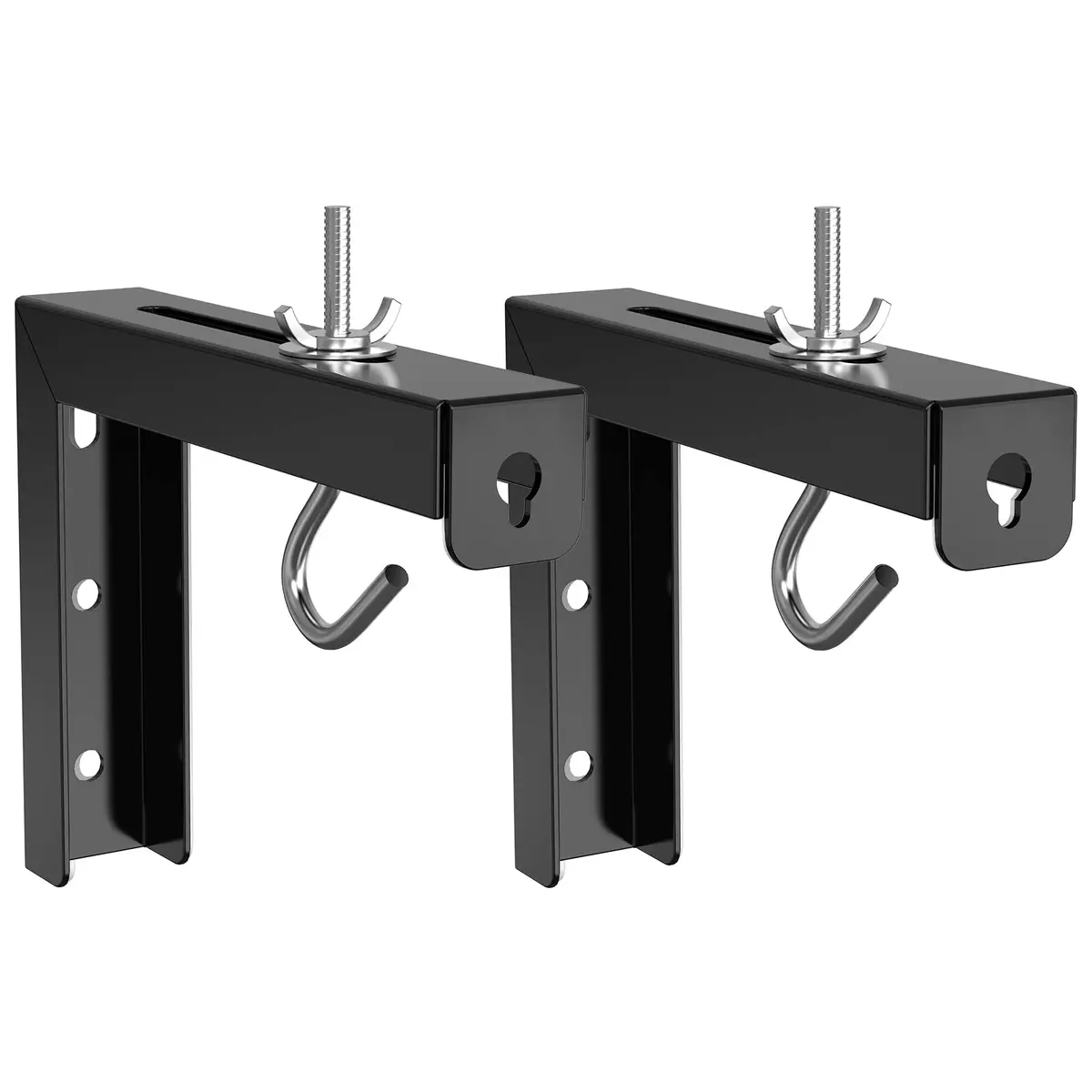 WALI Universal Projector Screen L-Brackets 6 Inch Adjustable Extension with Hook Kit | Black, 2-Pack, 66 lbs Capacity - main product image