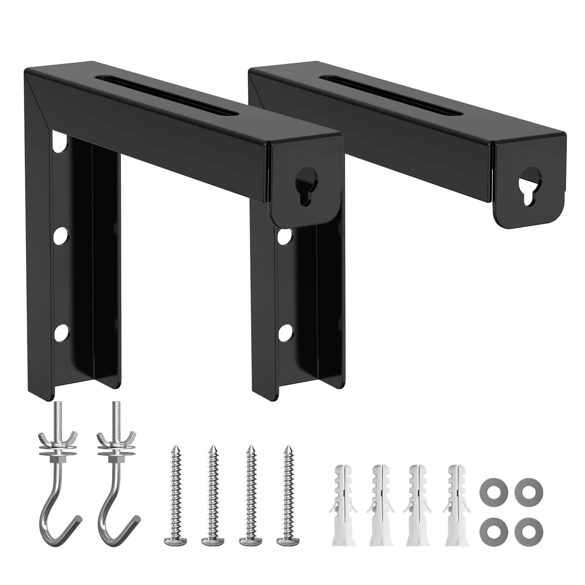 WALI Universal Projector Screen L-Brackets 6 Inch Adjustable Extension with Hook Kit | Black, 2-Pack, 66 lbs Capacity - view 9