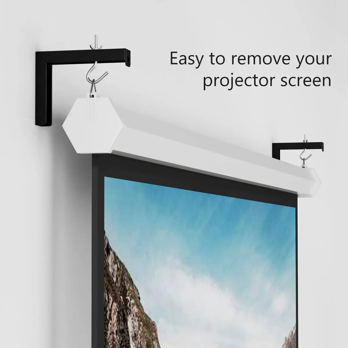 WALI Universal Projector Screen L-Brackets 6 Inch Adjustable Extension with Hook Kit | Black, 2-Pack, 66 lbs Capacity - view 3