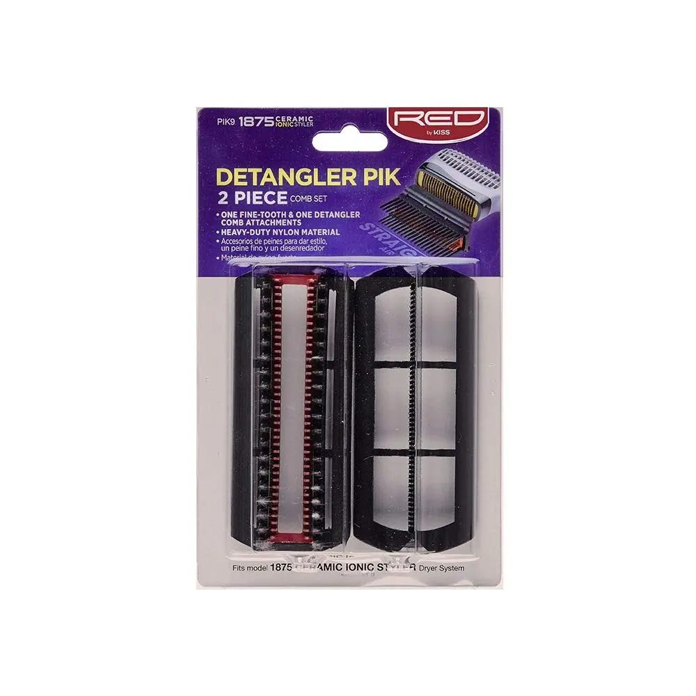 Red by Kiss Detangler Pik 2 Piece Comb Set | Heavy-duty Nylon, Fine & Wide-Tooth for All Hair Types (70-120 chars) - main product image