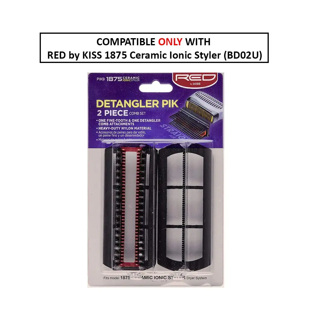 Red by Kiss Detangler Pik 2 Piece Comb Set | Heavy-duty Nylon, Fine & Wide-Tooth for All Hair Types (70-120 chars) - view 2