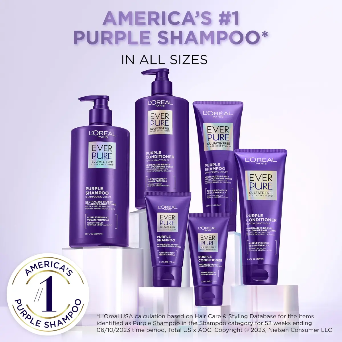 L'Oreal Paris EverPure Brass Toning Purple Conditioner 200ml (6.8 Fl Oz) | Sulfate-Free Toning for Blonde Hair - view 6