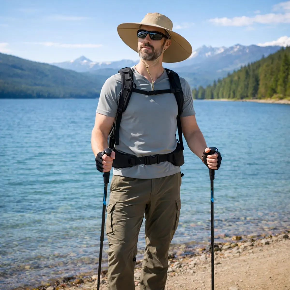 HUAMULAN Wide Brim Sun Hat 50cm (19.7 inch) Diameter | UPF 50+ Protection for Outdoor Travel - view 6