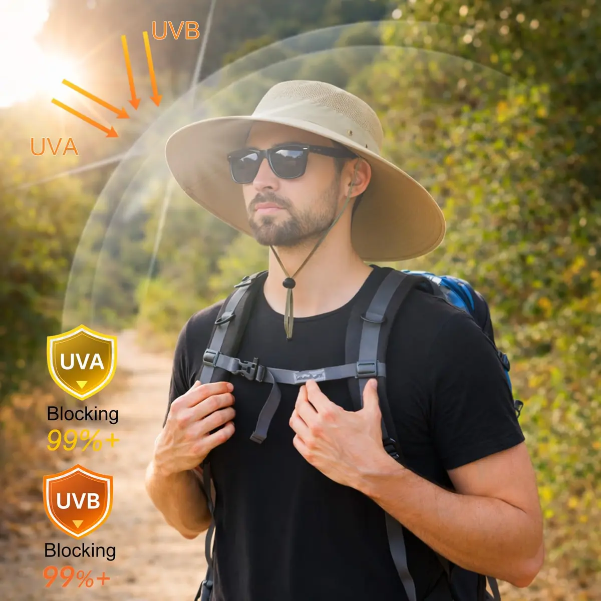 HUAMULAN Wide Brim Sun Hat 50cm (19.7 inch) Diameter | UPF 50+ Protection for Outdoor Travel - view 3
