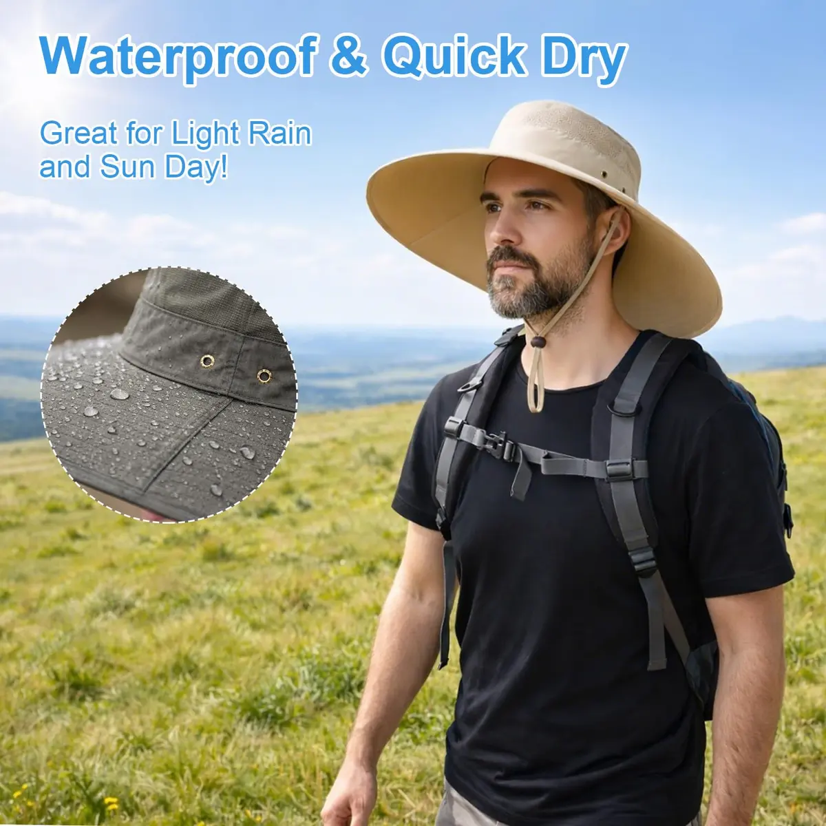 HUAMULAN Wide Brim Sun Hat 50cm (19.7 inch) Diameter | UPF 50+ Protection for Outdoor Travel - view 4