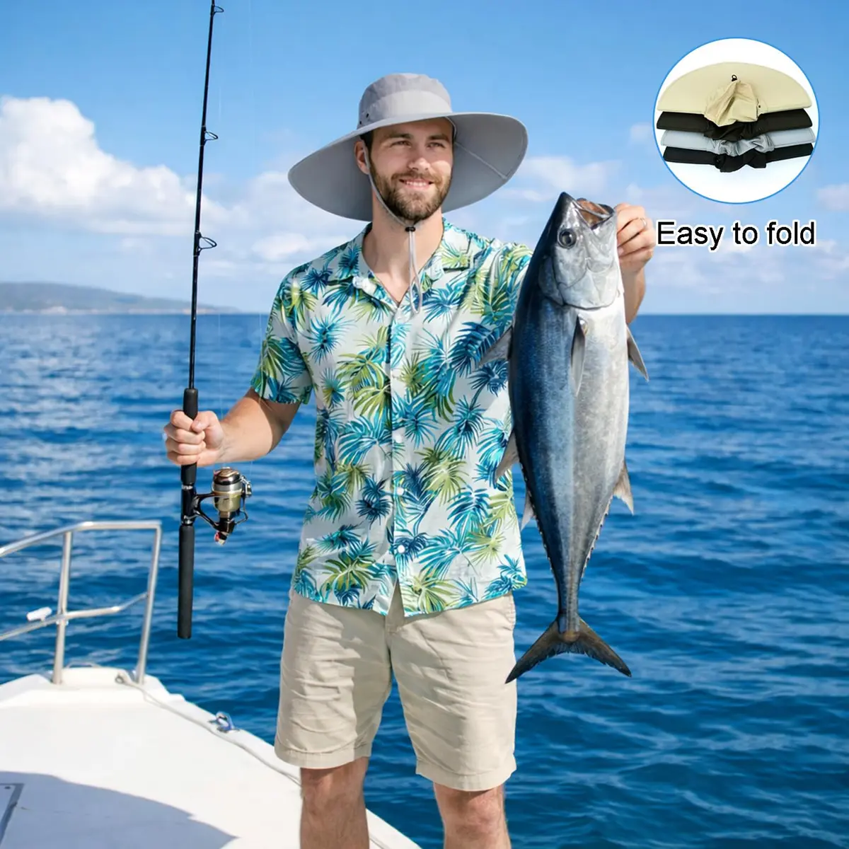 HUAMULAN Wide Brim Sun Hat 50cm (19.7 inch) Diameter | UPF 50+ Protection for Summer Travel - view 6