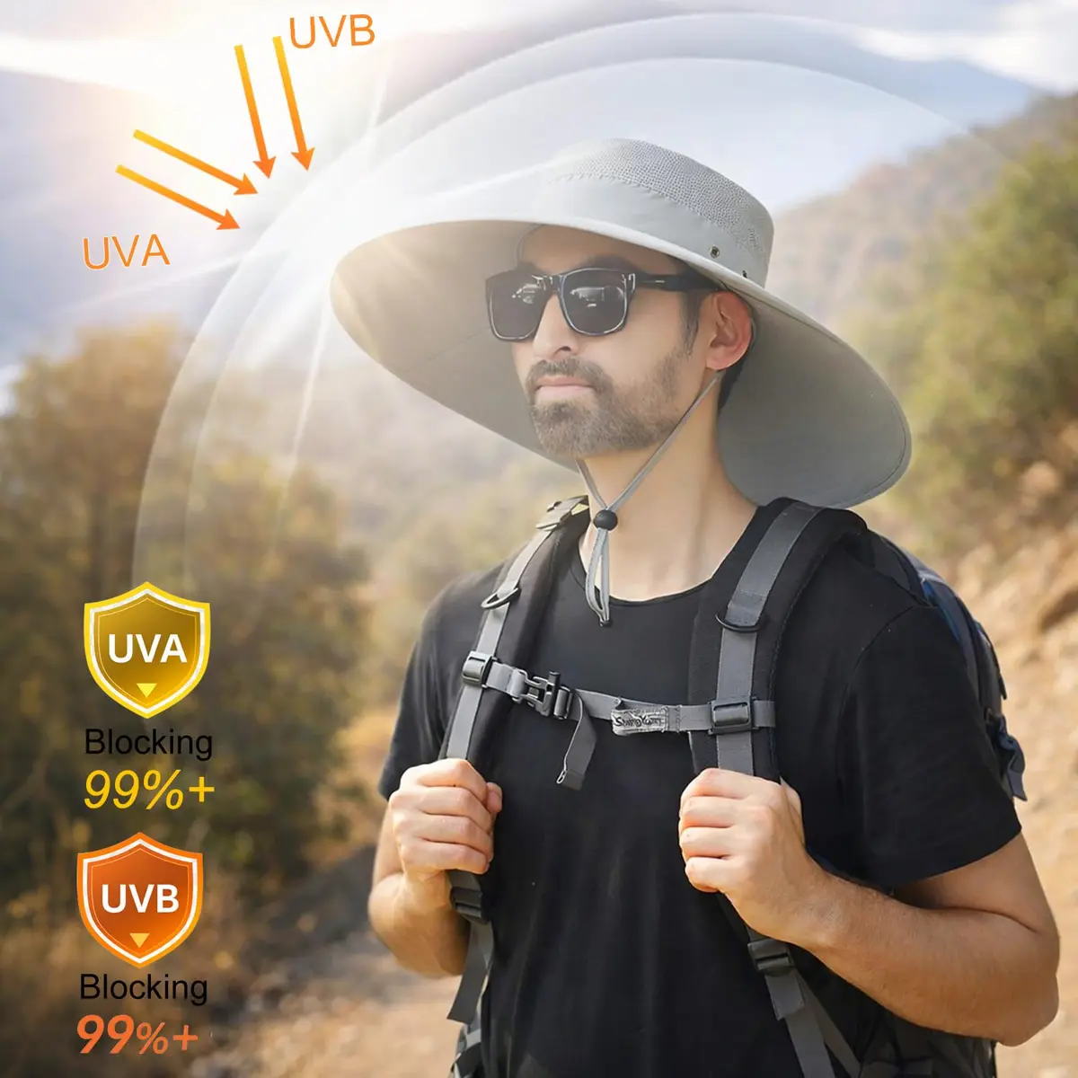 HUAMULAN Wide Brim Sun Hat 50cm (19.7 inch) Diameter | UPF 50+ Protection for Summer Travel - view 4