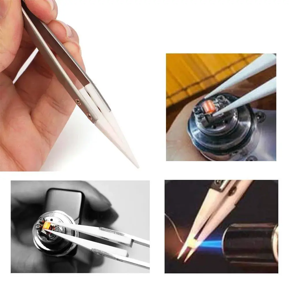 DazzyD Ceramic Tweezers with Stainless Steel Handle, 13cm (5.12 in.) | Non-Conductive for Precision Electronics - view 5