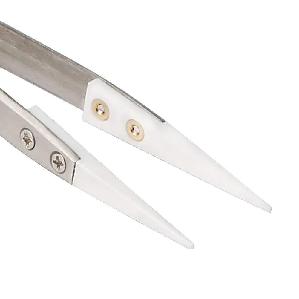 DazzyD Ceramic Tweezers with Stainless Steel Handle, 13cm (5.12 in.) | Non-Conductive for Precision Electronics - view 2