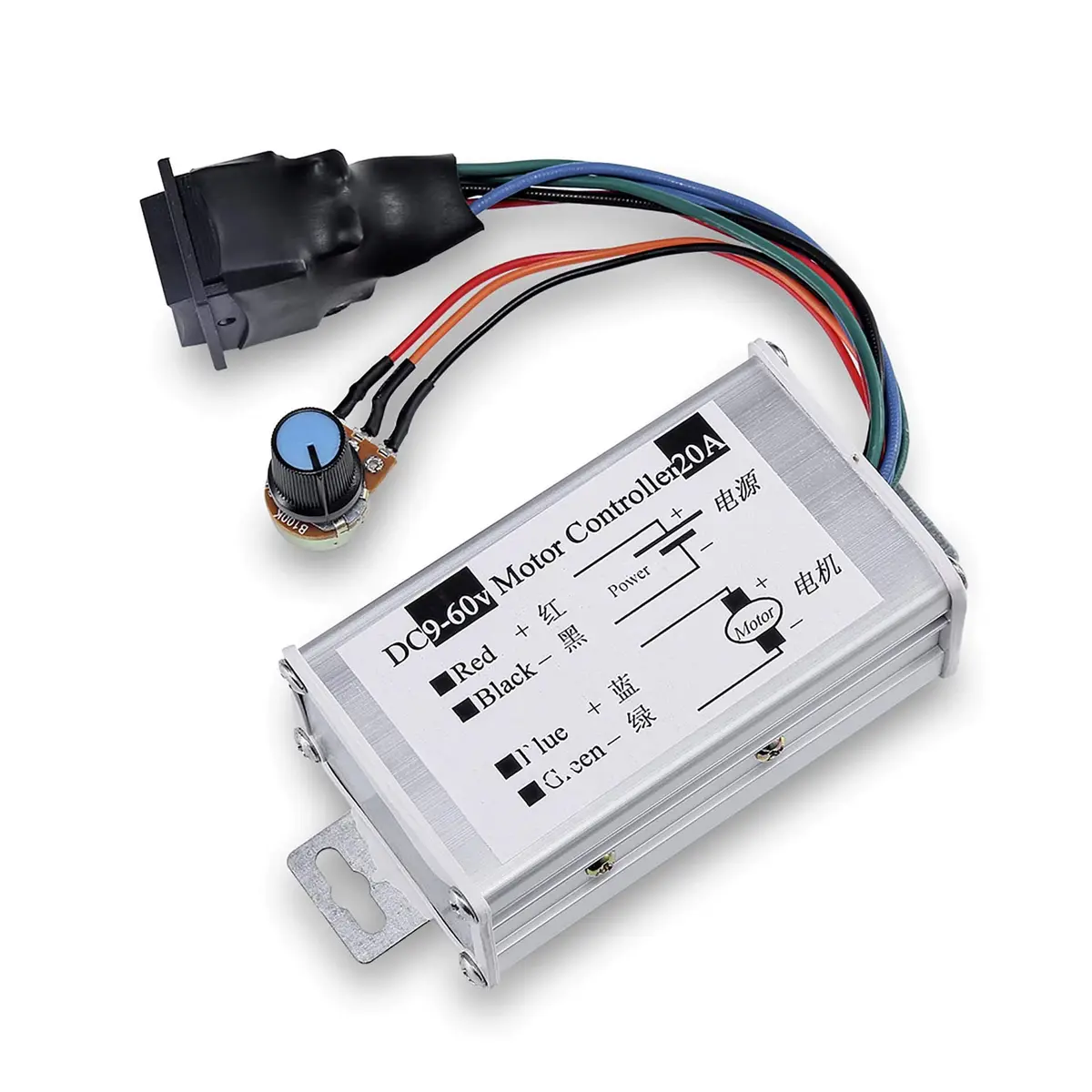 SDRGEEK DC Motor Speed Controller 9V-60V | 20A 1200W PWM Regulator with Switch & Knob - view 3