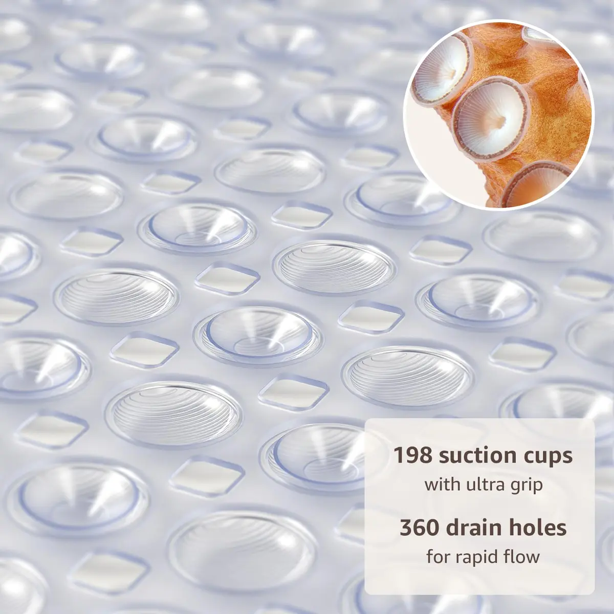 OTHWAY Non-Slip Bathtub Shower Mat 100cm x 40cm (35" x 16") | 198 Suction Cups for Secure Grip - view 3