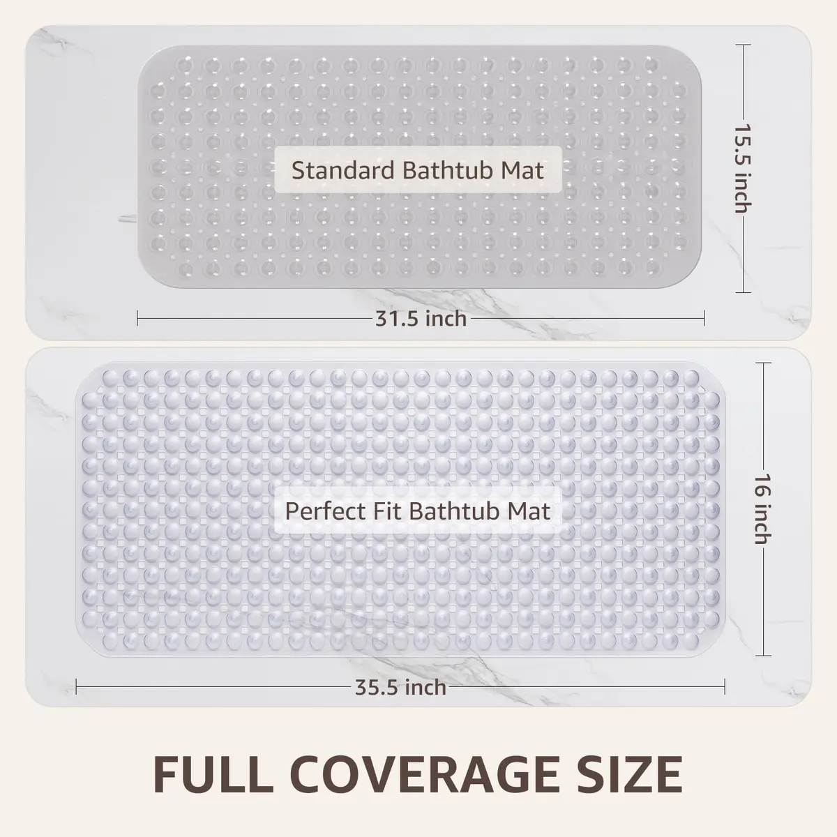 OTHWAY Non-Slip Bathtub Shower Mat 100cm x 40cm (35" x 16") | 198 Suction Cups for Secure Grip - view 4