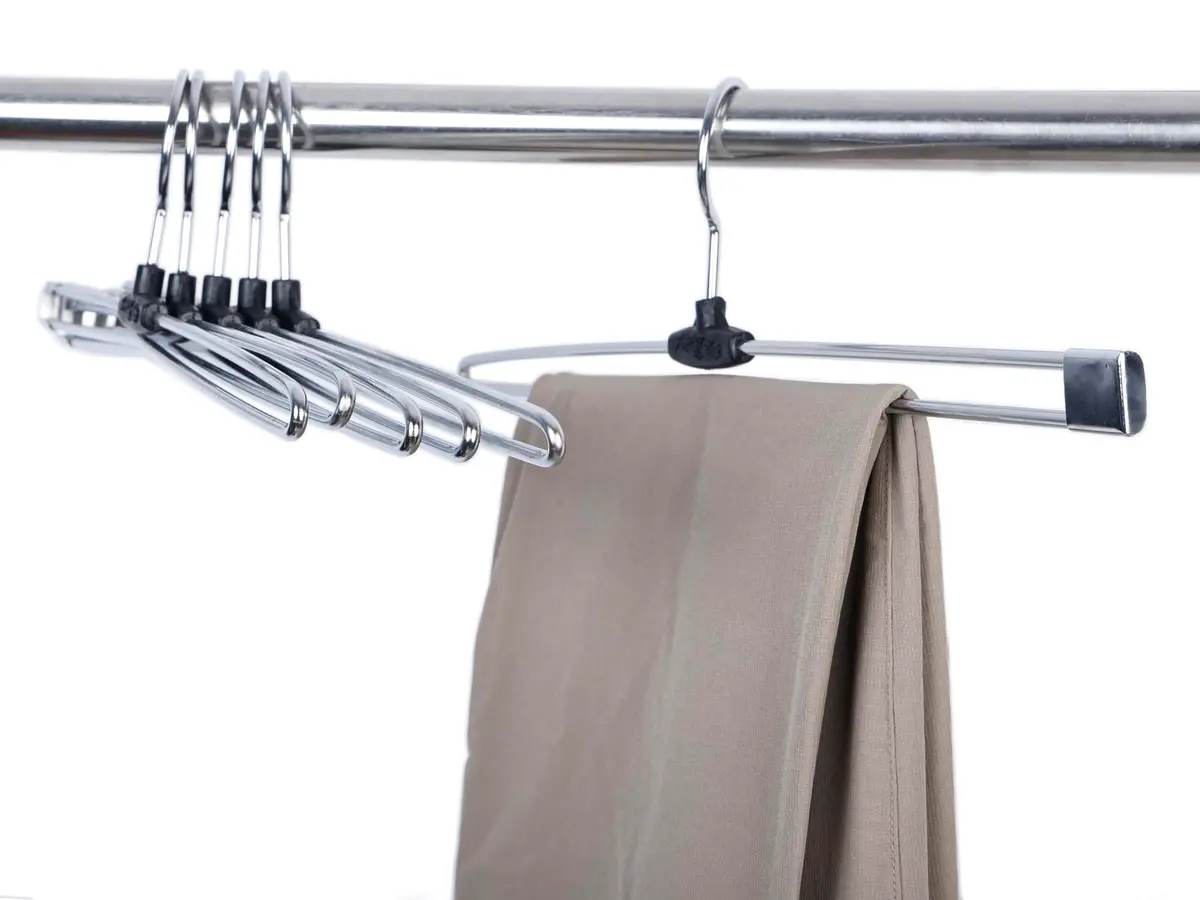 ROLLYWARE Premium Stainless Steel Push Clip Lockable Hangers for Clothes, Trousers, Sarees, Skirts Wardrobe (Large 10 Pack, Silver) - view 3