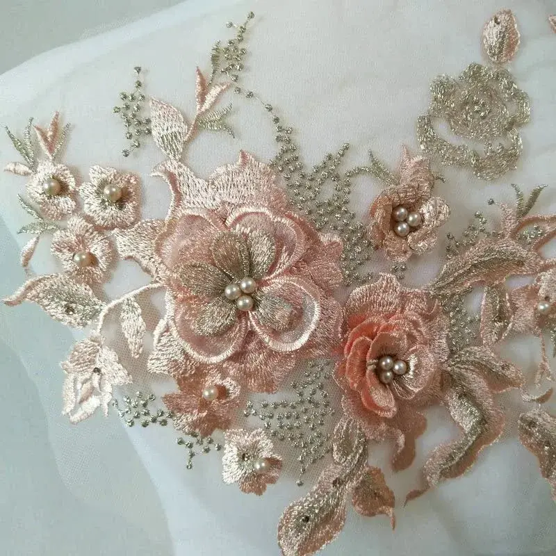 FEEPOP 3D Embroidered Flower Applique Patch 35cm x 28cm (13.8 x 11 inch) | Floral Lace Fabric DIY Decoration - view 2