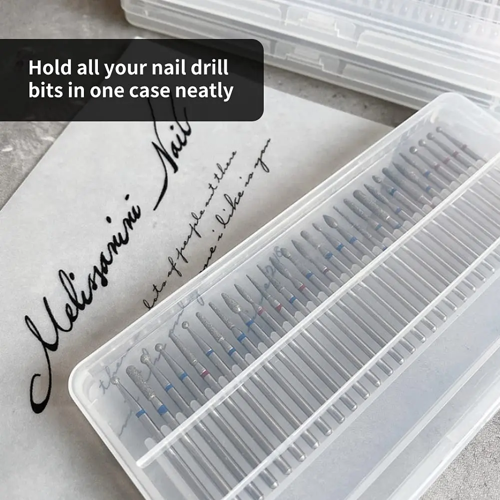 YUYTE Nail Drill Bits Case, 30 Holes Storage Box for Manicure, Transparent Plastic Organizer, 14.4cm x 7cm x 1.4cm, Durable & Space Saving - view 2